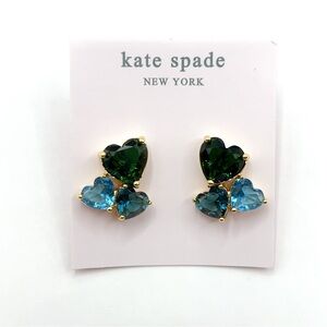KS064-Kate Spade blue crystal heart earrings